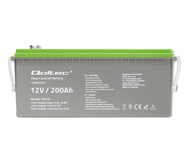 Qoltec Akumulator żelowy Deep Cycle | 12V | 200Ah - 1115798 - zdjęcie